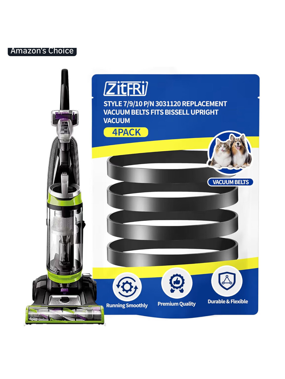 Vacuum Belt 4 Pack for Bissell Style 7/9/10 p/n 3031120#2031093#32074#3031123